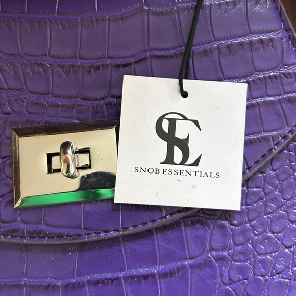 Purple Croc Embossed Bag Silver Shoulder Chain Bag NEW With Tags MOD Hexagon - Picture 4 of 12